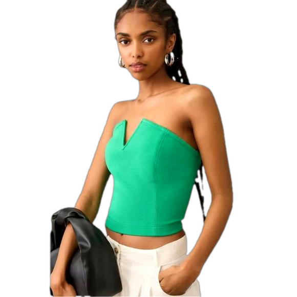 Anthropologie Tops - Anthropologie Maeve Large Strapless Corset Top Green NWT